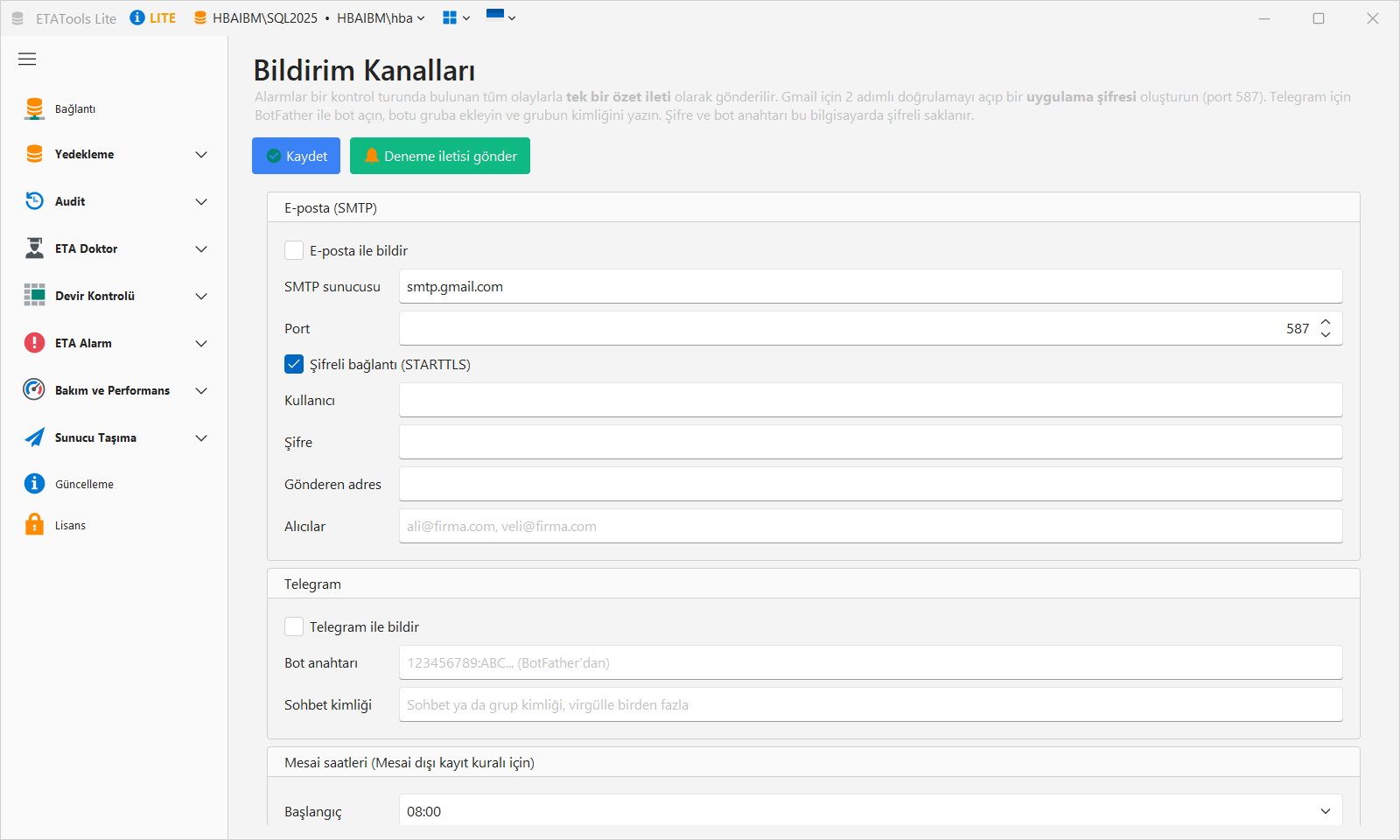 Bildirim kanalları