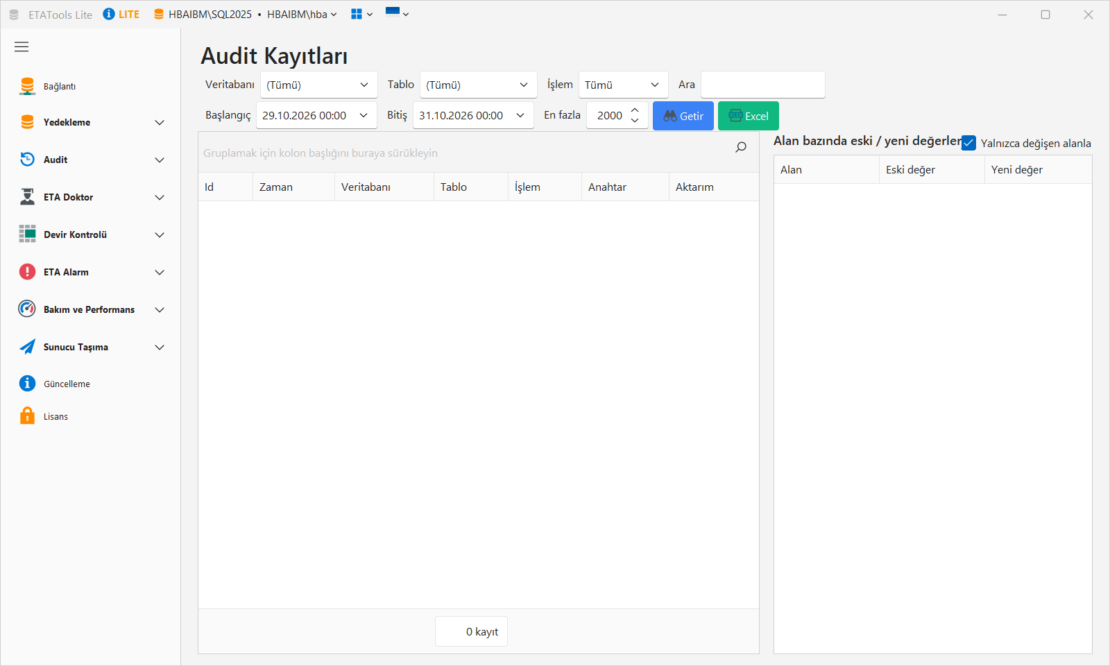 Audit kayıtları